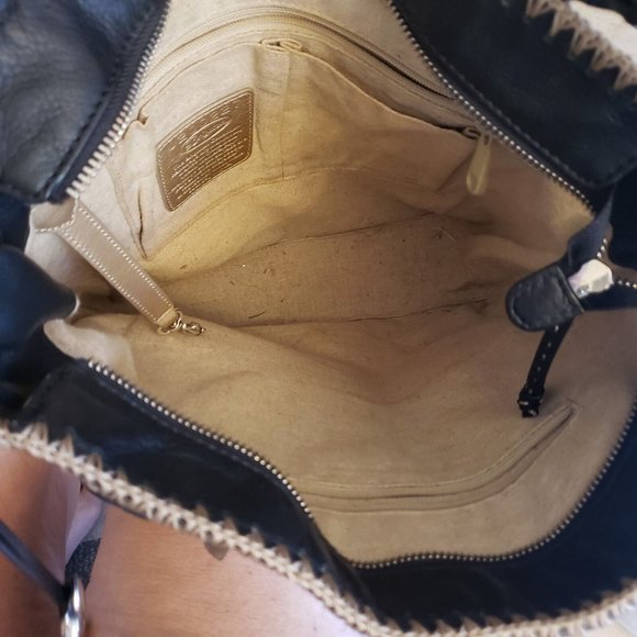 Brighton Black 3-D Floral Applique Weaved Handel Bucket Purse Bag - Picture 12 of 12